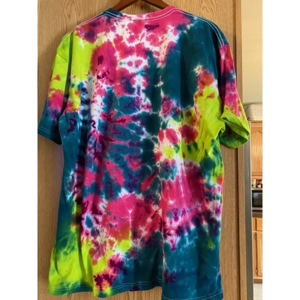 Blue Pink and Lime Green Scrunch Tie Dye T-Shirt Size 3XL
